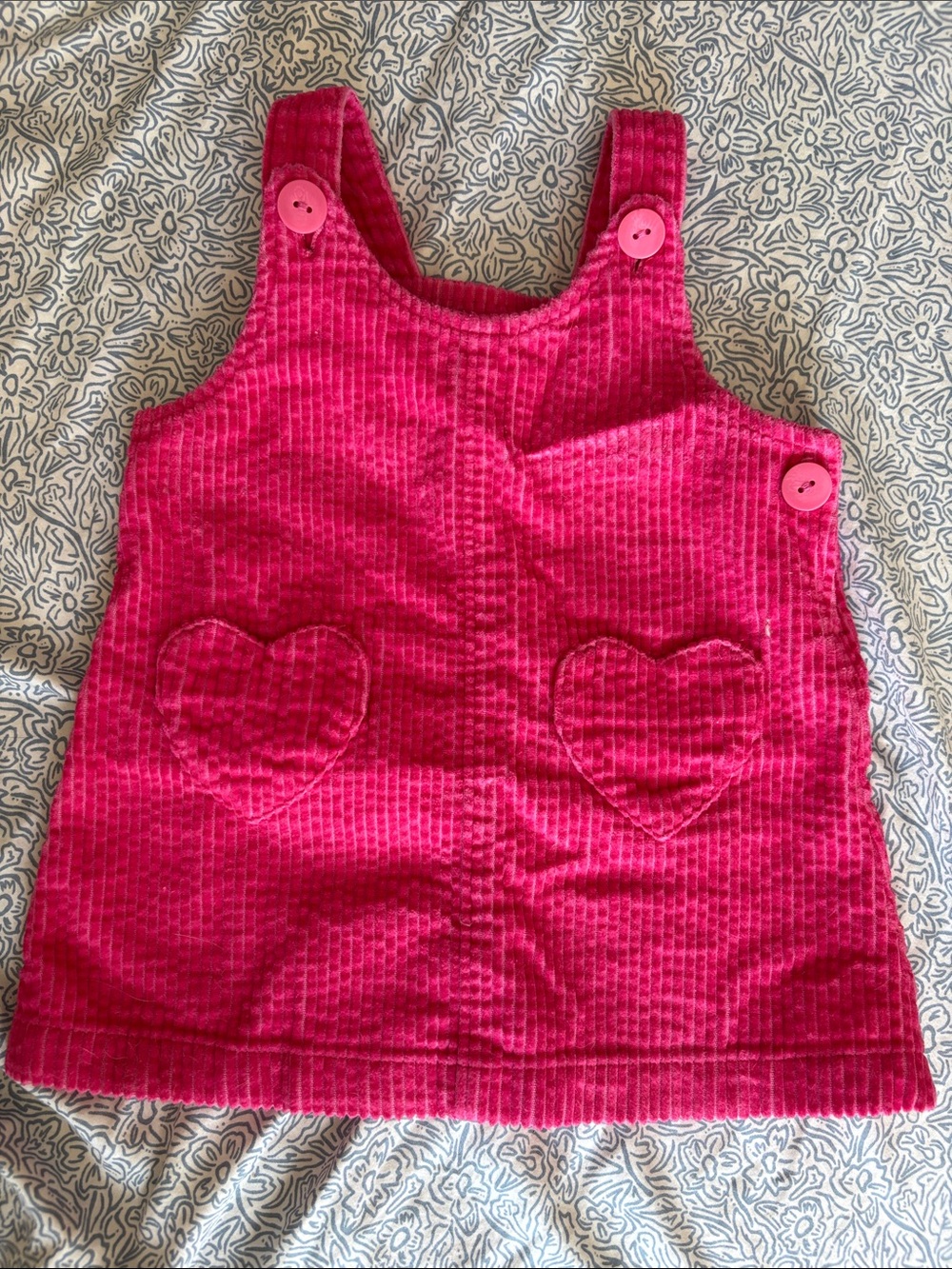 Old Navy Hot Pink Corduroy Pinafore Dress with Heart Pockets
